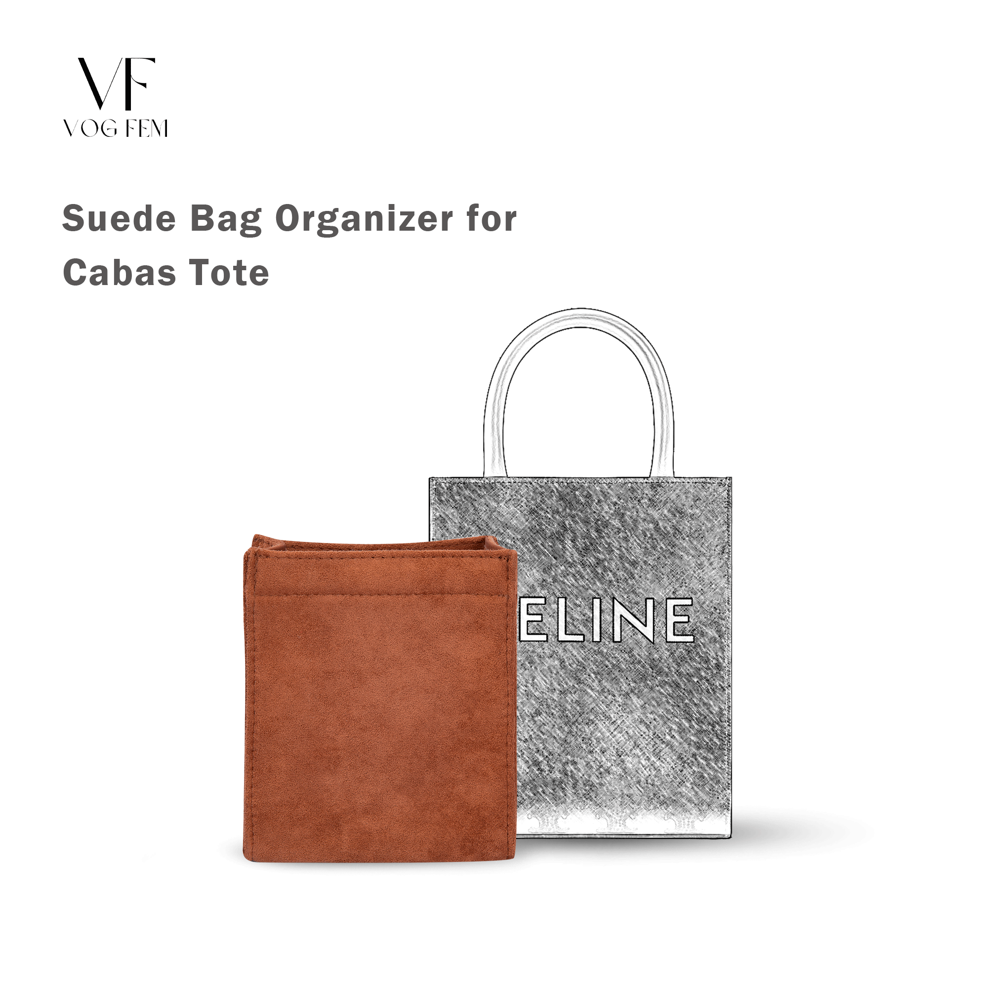 Suede Bag Organizer for CELINE - Cabas Tote