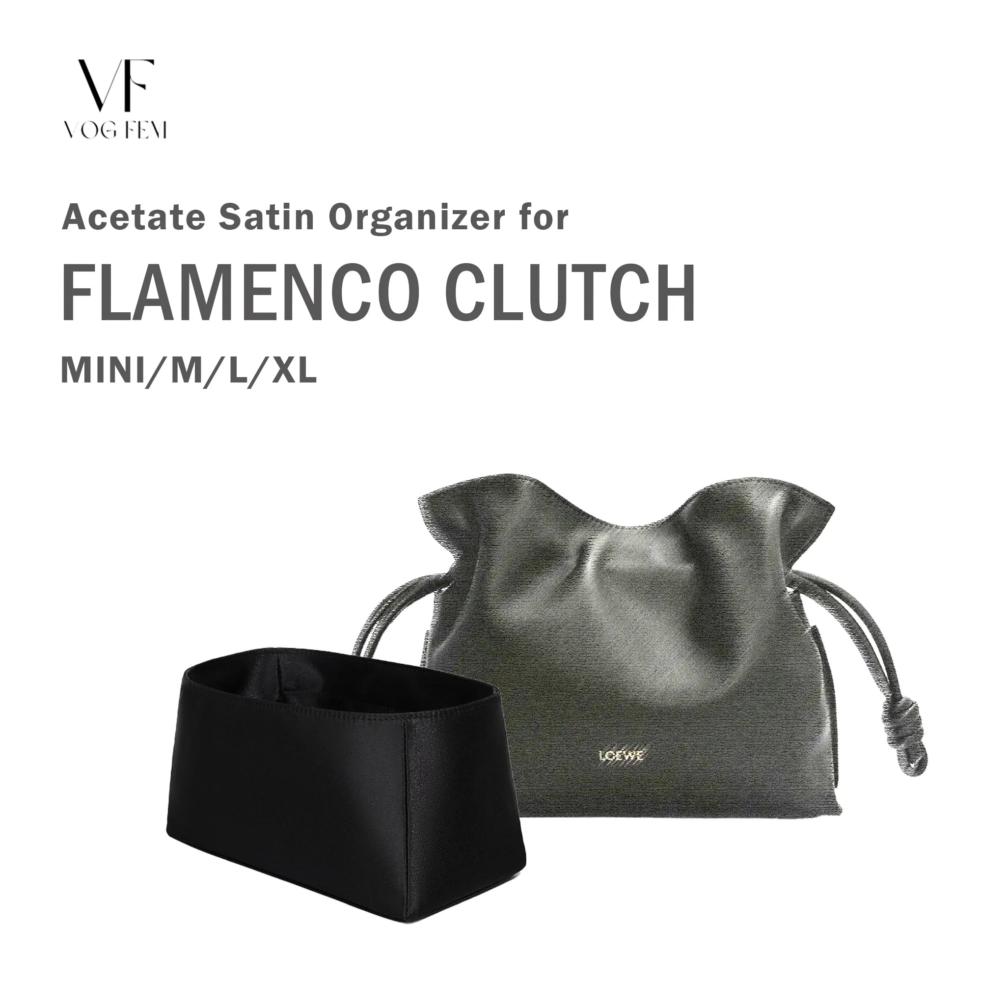 Acetate Satin Organizer for Loewe Flamenco Clutch