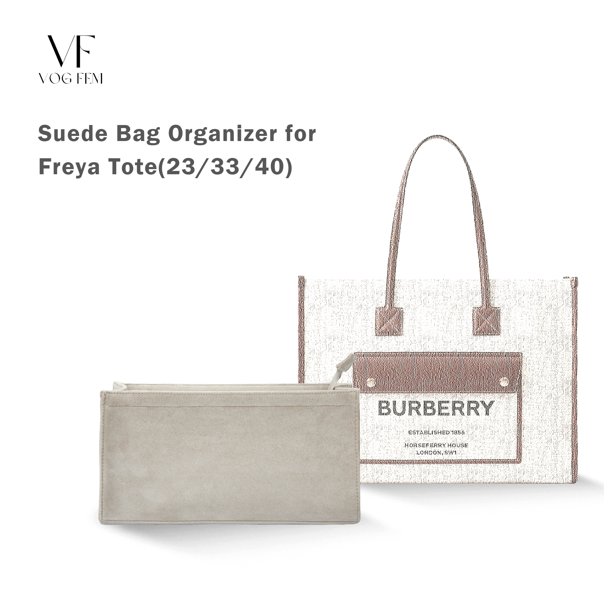 Suede Bag Organizer for Burberry - Freya Tote