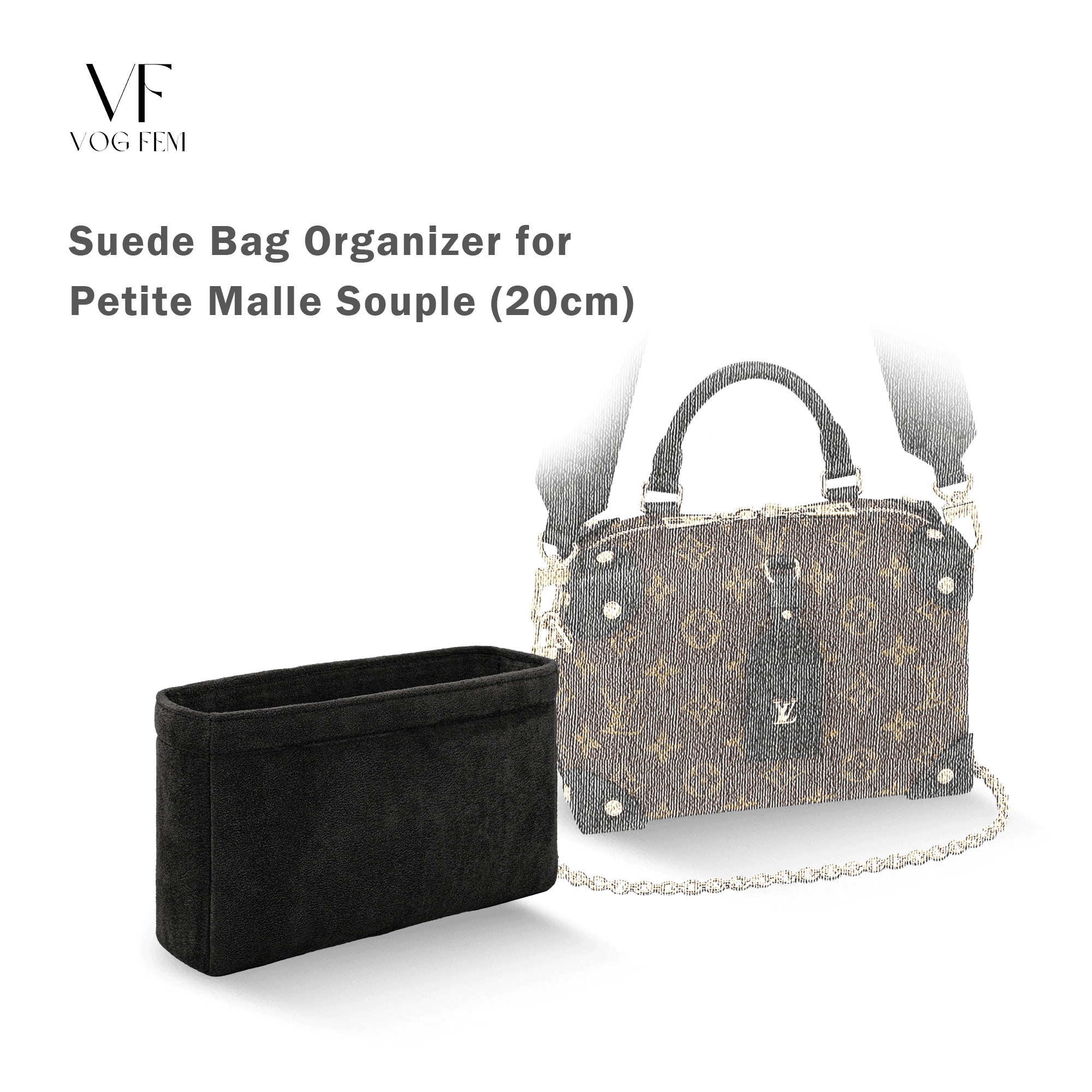 Suede Bag Organizer for LV - Petite Malle Souple