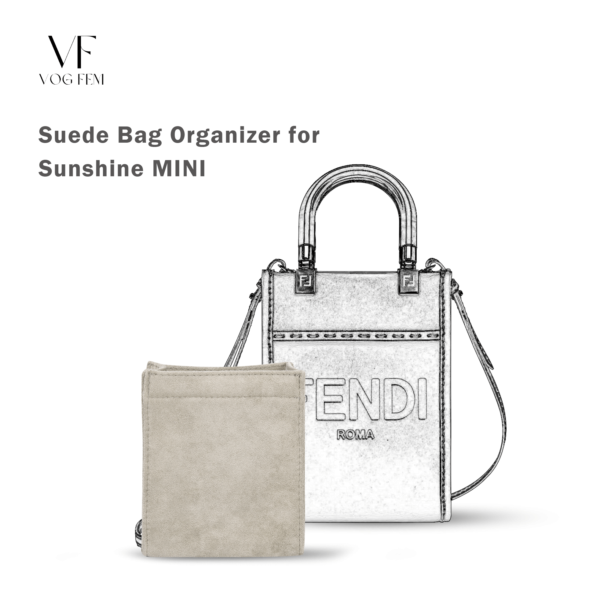 Suede Bag Organizer for FENDI - Sunshine Mini