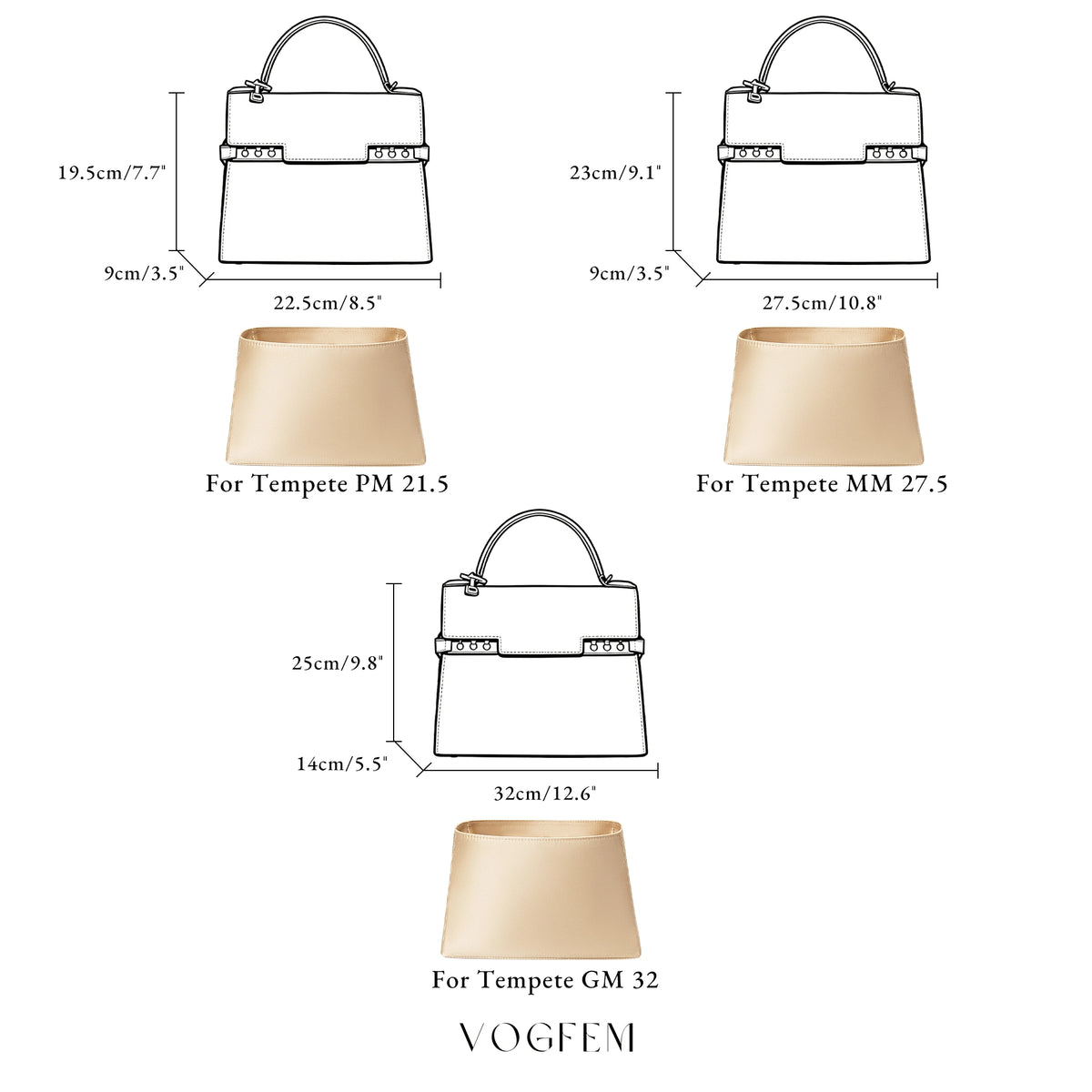 Classic Satin Organizer for Delvaux Tempete