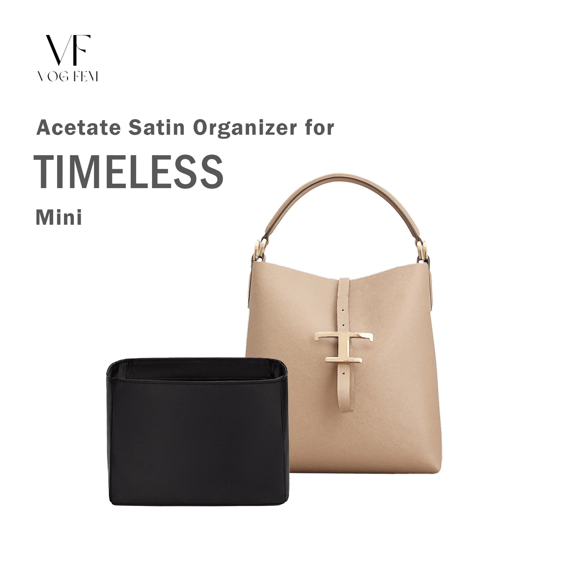 Acetate Satin Organizer for Tod's Timeless Bucket Bag