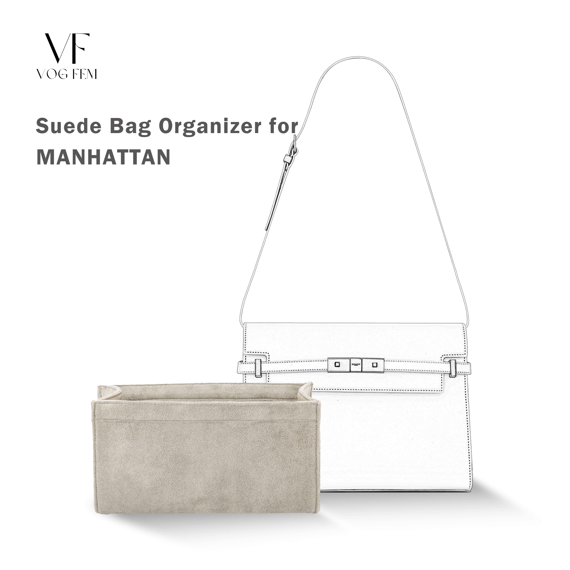 Suede Bag Organizer for YSL - MANHATTAN