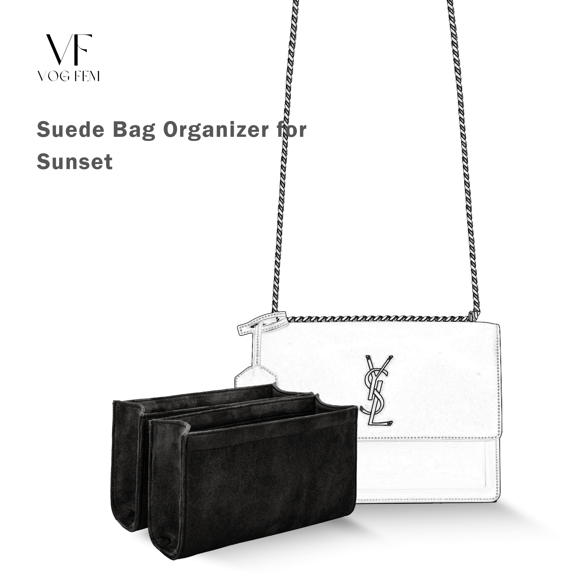 Suede Bag Organizer for YSL - SUNSET