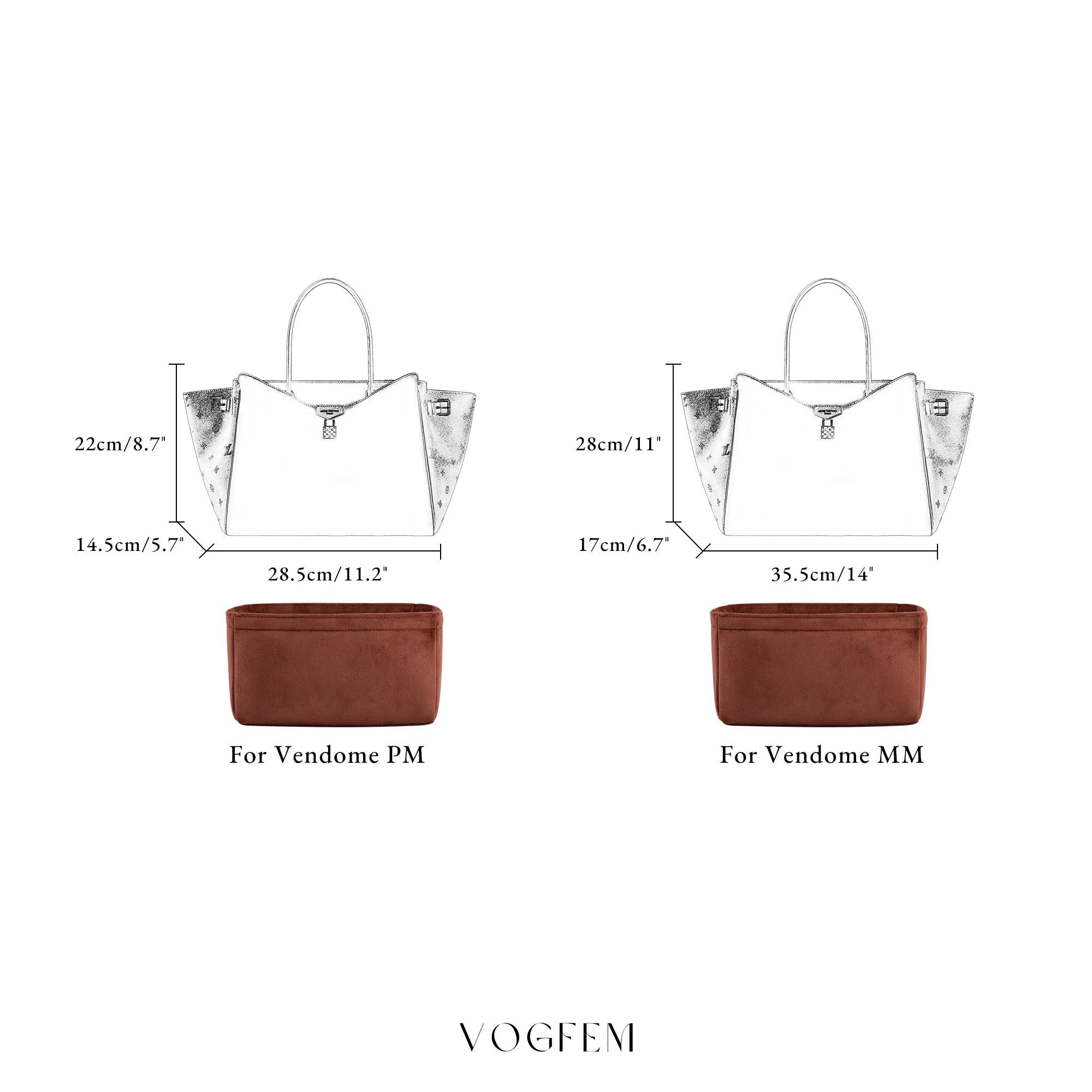 Suede Bag Organizer for LV - Vendome