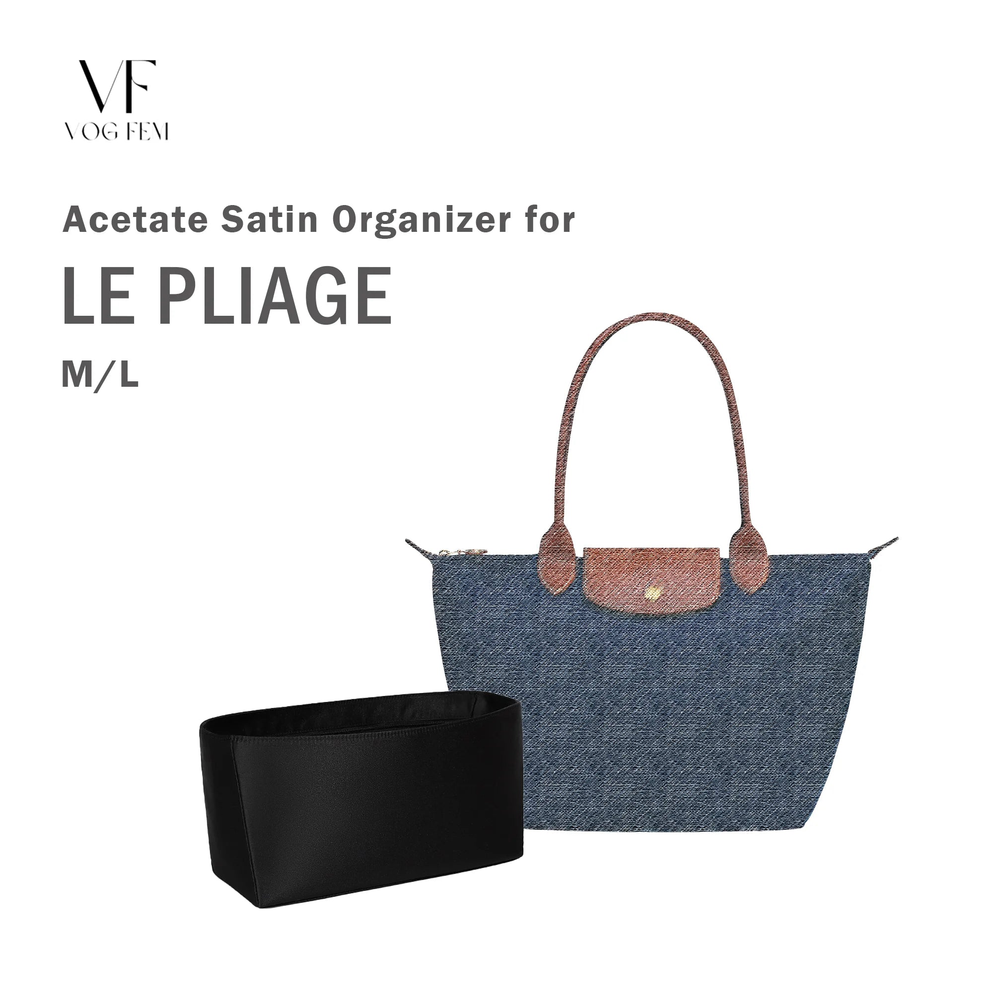 Acetate Satin Organizer for Longchamp - Le Pliage Original / Green (Long Handle)