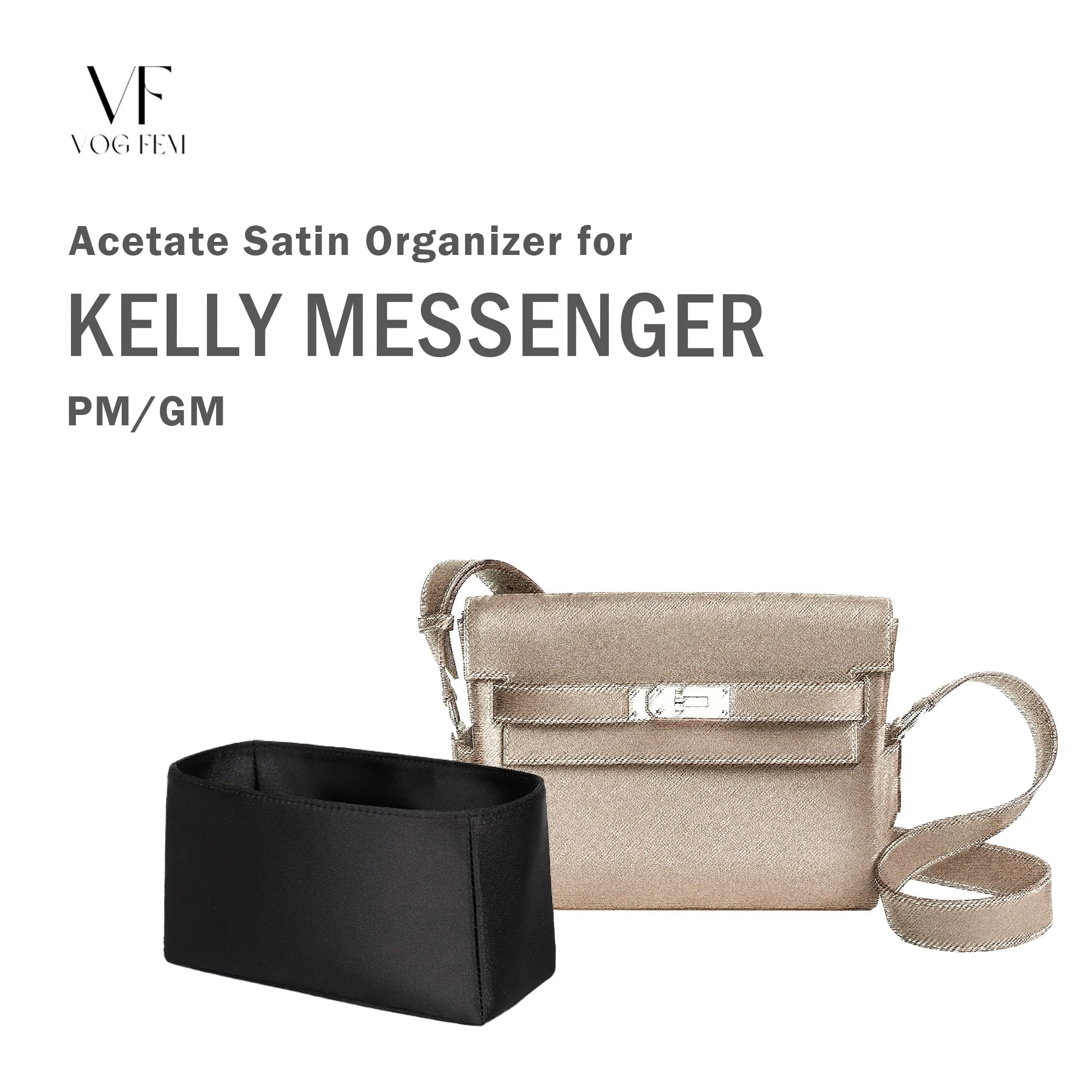 Acetate Satin Organizer for Hermes - Kelly Messenger