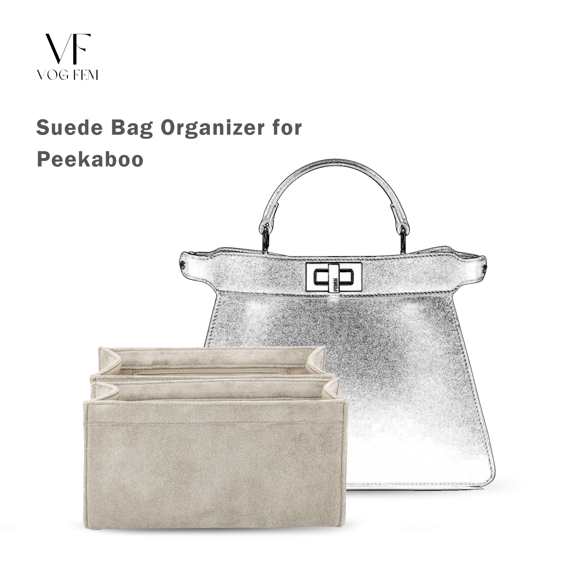 Suede Bag Organizer for FENDI - Peekaboo