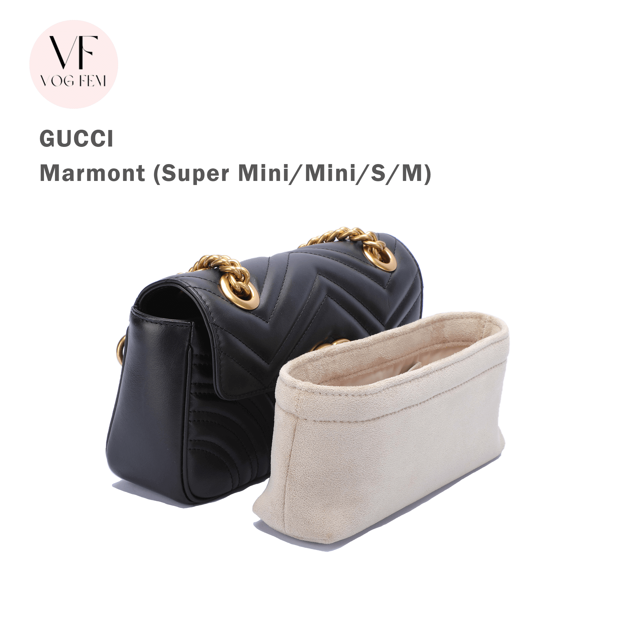 Suede Bag Organizer for Gucci - GG Marmont Shoulder Bag